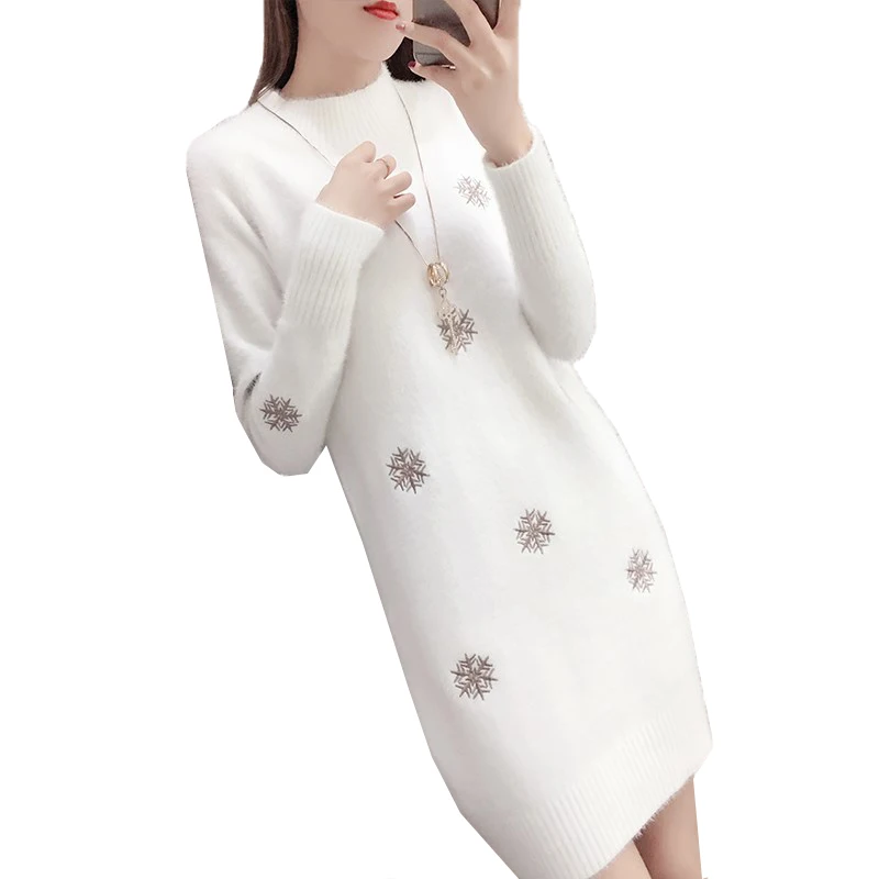 

Fashion Mink-Like Sweater Pullover 2023 New Women's Knitwear Autumn Winter Soft Bottoming Shirt Knitted Dress Vestidos