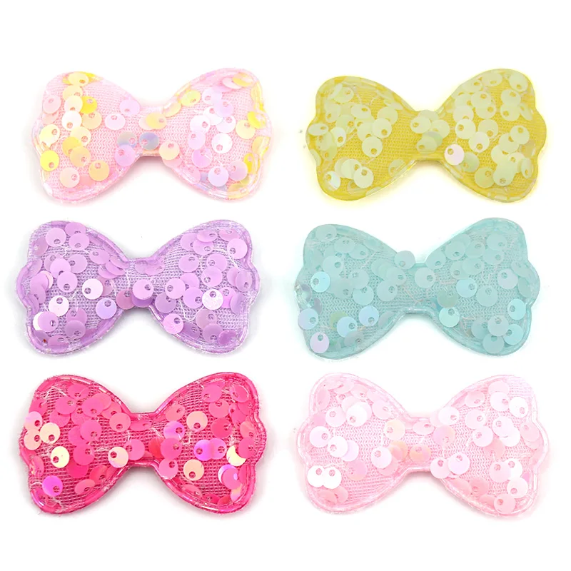 

36Pcs 3.5*6cm Glitter Sequins Bowknot Padded Appliques For DIY Baby Headwear Hairpin Crafts Decor Clothes Accessories