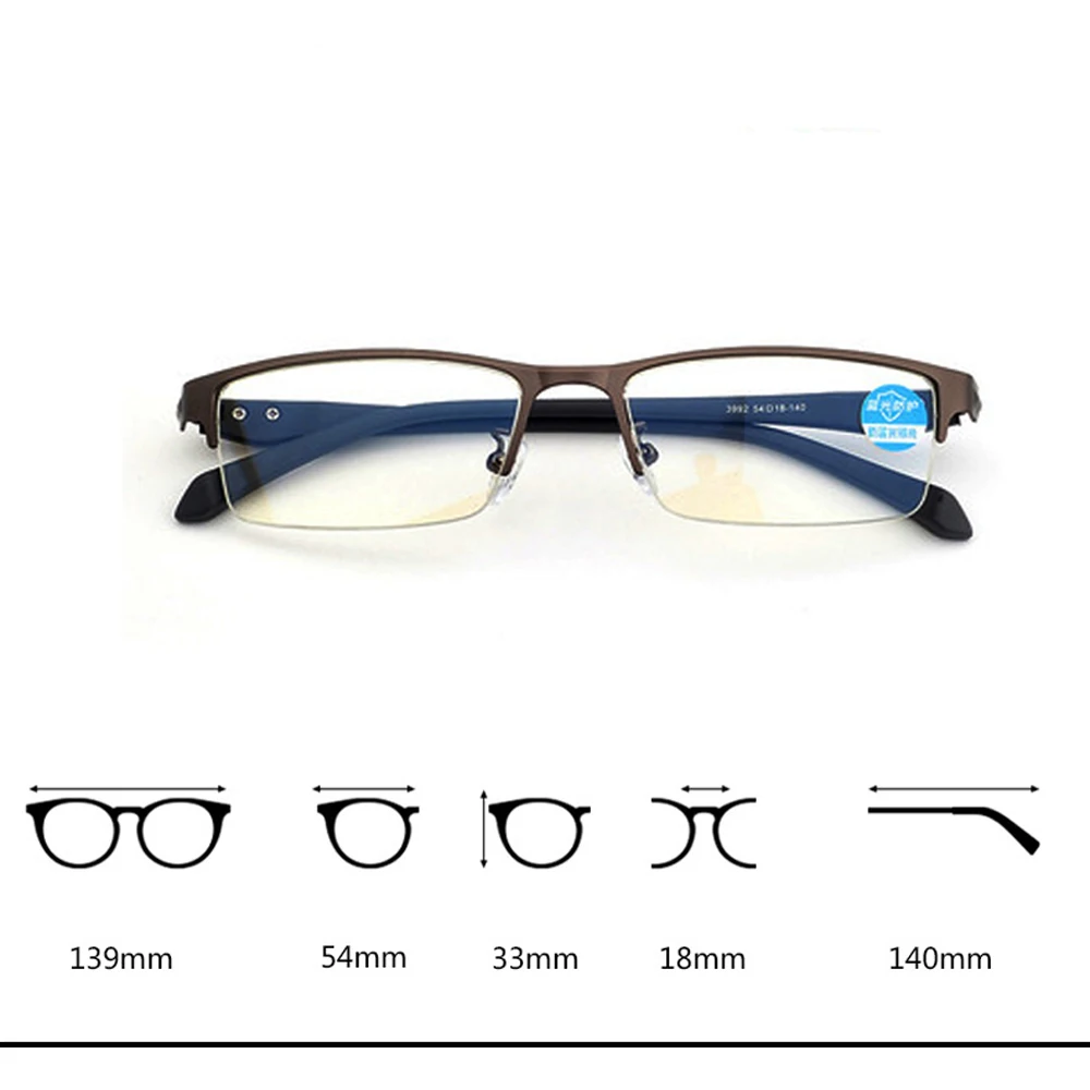 Retro Trend Alloy Frame Anti Blu Light Ultralight Business Optical Reading Glasses for Men Gentleman+1+1.5 +2 +2.5 +3 +3.5 +4