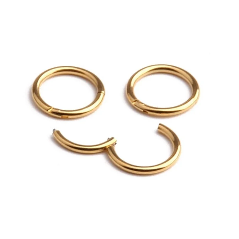 Surgical Steel Nose Ring Clicker Hinge Ear Helix Tragus Ring Hoop Body Piercing Jewelry  Thickness 0.8mm 1mm 1.2mm 1.6mm