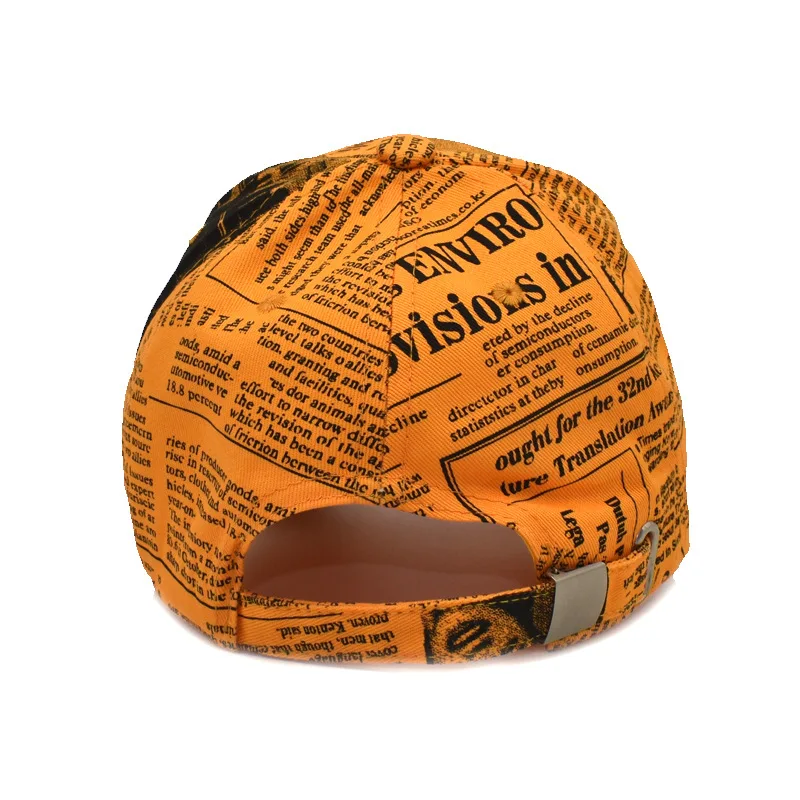 Retro Newspaper Pattern Baseball Cap For Men Women Hat Yellow Graffiti Hip Hop Caps Gorras Hombre Chapeau Femme Hats