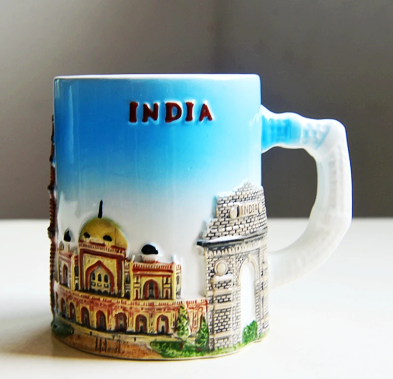 

Hand-painted Delhi, India Ceramic Water Cups Milk Cups World Travel Souvenirs Mugs Home Office Drinkware Creative Gift