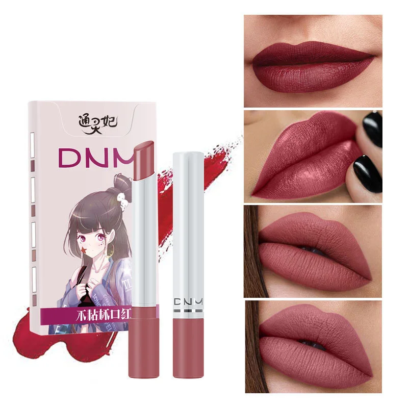 DNM 4-Color/Set Of Long-Lasting Color Cigarette Tube Small Lipstick Matte Velvet Sexy Lip Stick Lightweight Portable Gift TSLM1