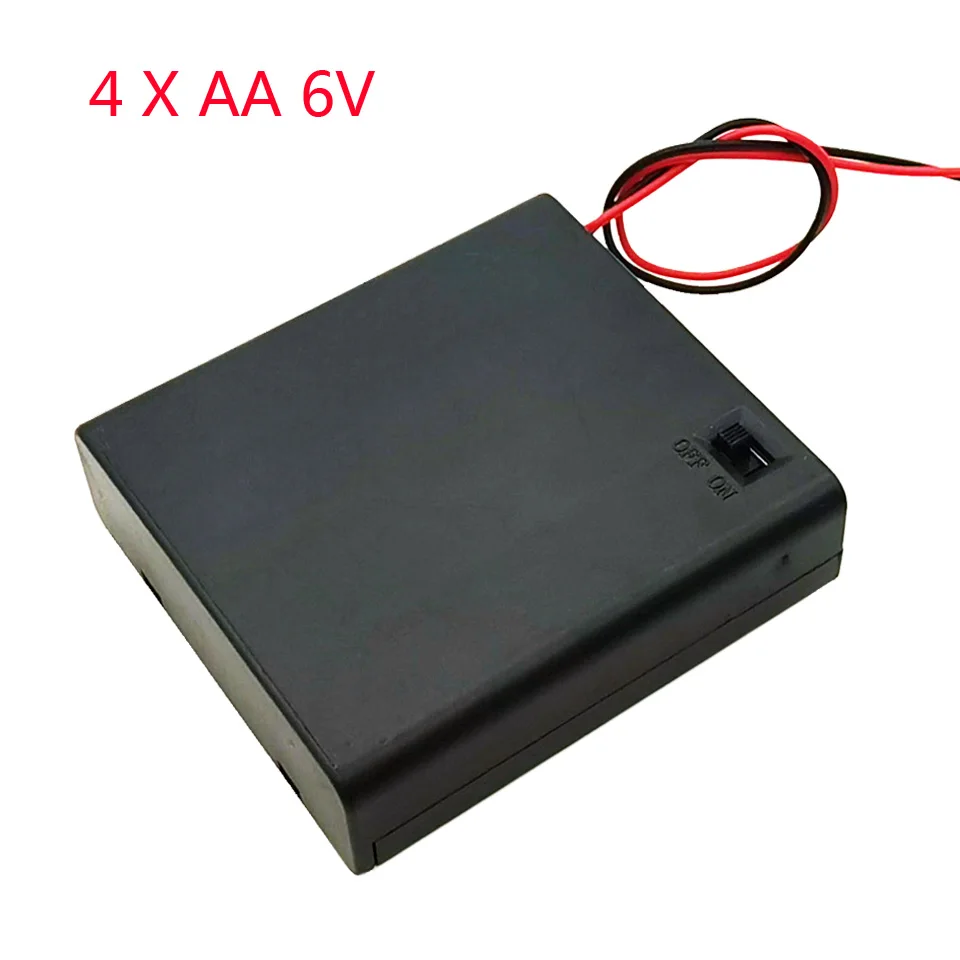 4 X AA 6V Battery Case Holder Plastic AA Storage Box With OFF/ON Switch Wires For RC Parts For Output DC 6V