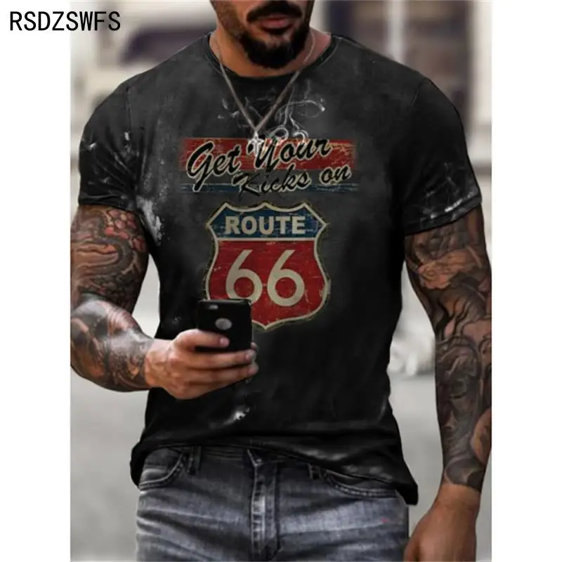 66 Letters Print Men T Shirt Retro Streetwear Summer Oversized Loose Clothes For Teens Vintage Pattern Male Short Sleeve Tees