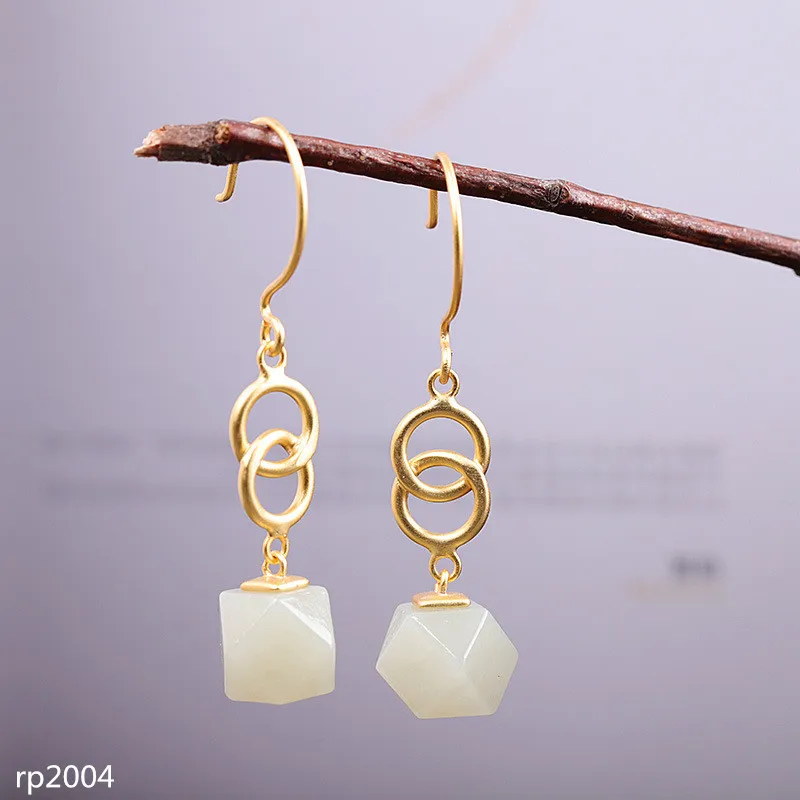 

KJJEAXCMY Fine Jewelry S925 Silver Lady Hetian Jade Earrings Jewelry Earrings Wholesale New Products Gold Plated