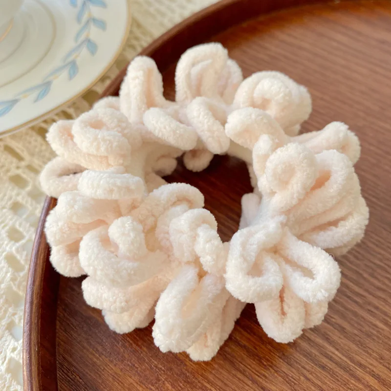 Autumn Winter Plush Soft Brown Hair Scrunchy For Women HairBands Elastic Rubber Band Lady Hair Accessories Hair Ties