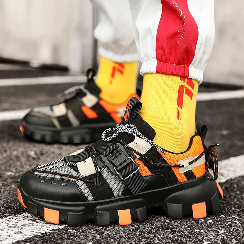 2025 Spring Autumn New Men Chunky Casual Shoes Fashion Breathable Man Black Dad Sneakers Thick Sole Zapatillas Deportivas Hombre