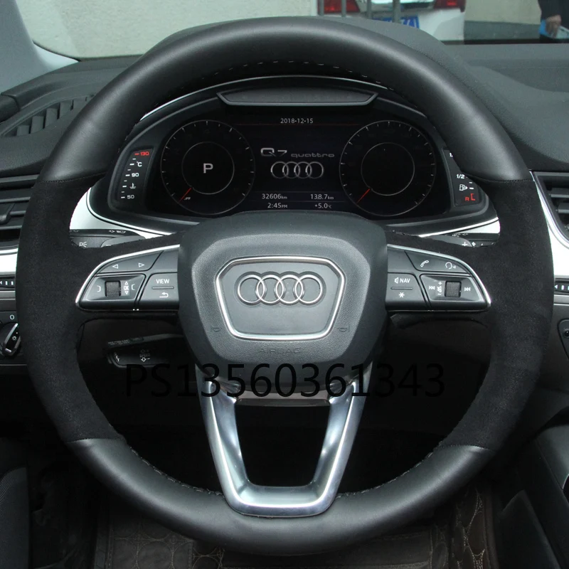 For Audi steering wheel cover A4L A6L A8L A3 Q5L Q3 Q7 A5 A7 S8 TT hand stitched leather suede