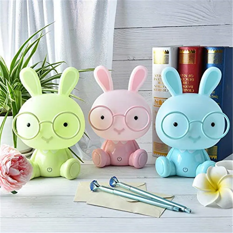 

Rabbit LED Night Light Touch Cartoon Bunny Table Lamp Baby Kids Room Bedside NightLight Christmas Gifts Decor Home Bedroom Party