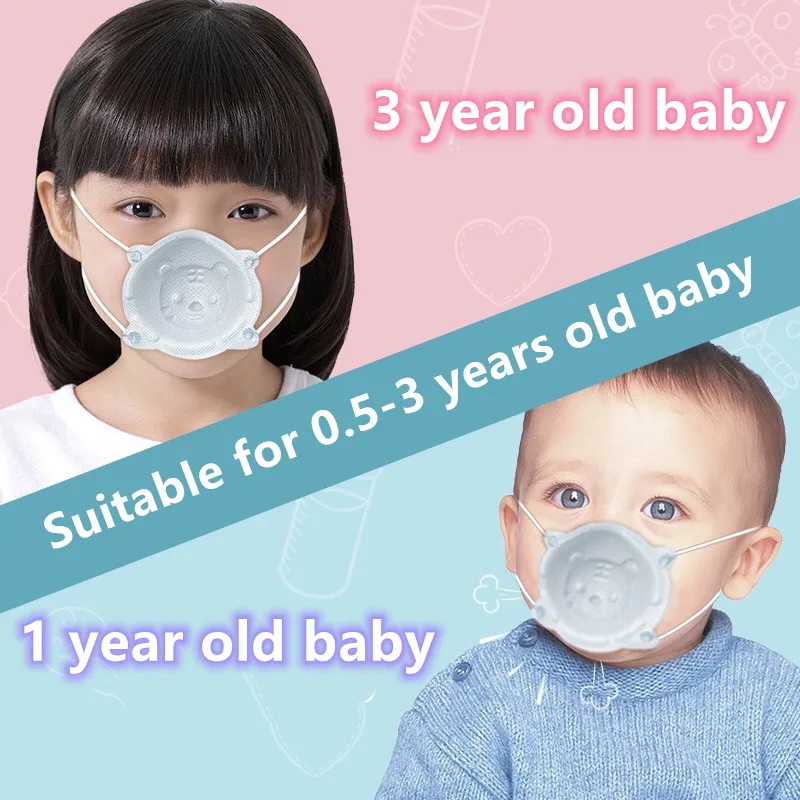 0-3 Age Newborn Infant Baby kids 3D Face Mask with Valve 4-layer Meltblown Non-woven Filter Children Mask Mascarillas