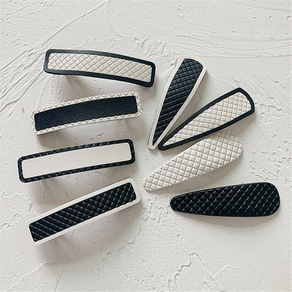 New 2021 Fashion Hair Side Clips Girls PU Leather Barrettes Geometric BB Handmade Hairpins Elegant Jewelry Accessories For Women