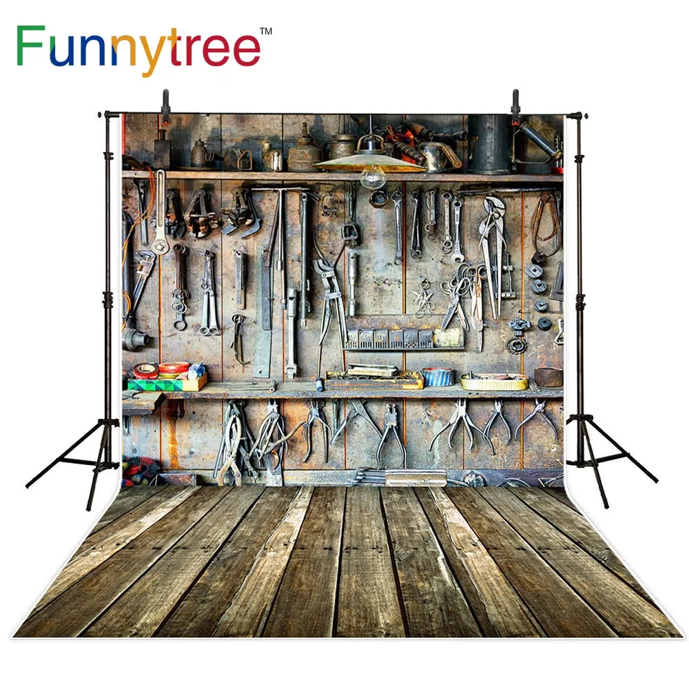 Funnytree Photography backdrops Tools wood in dad\'s garage children background for photo studio photophone photocall photozone