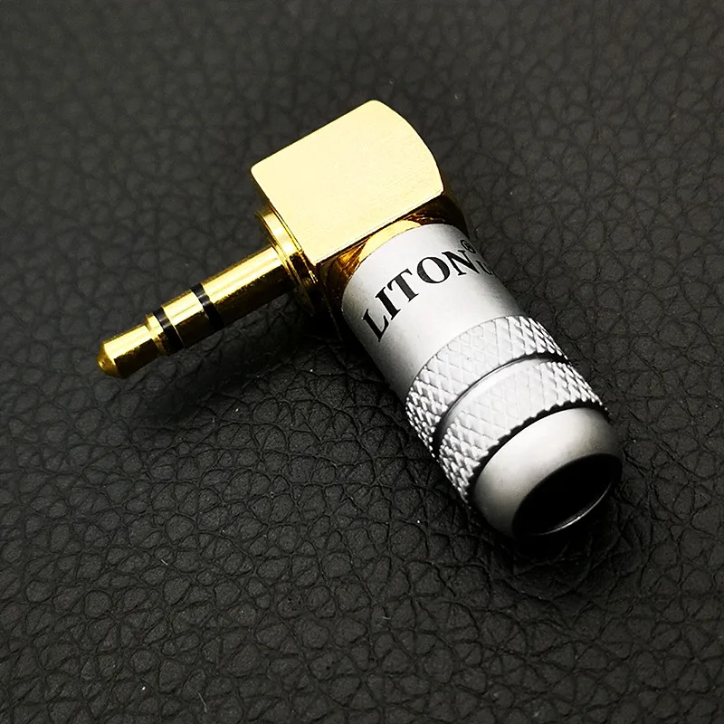 1 Stück LITON 3,5 mm Audio-Stecker 90-Grad-L-förmiger Stecker vergoldeter Schweißadapter 6 mm dreiteiliger Kopfhörerstecker
