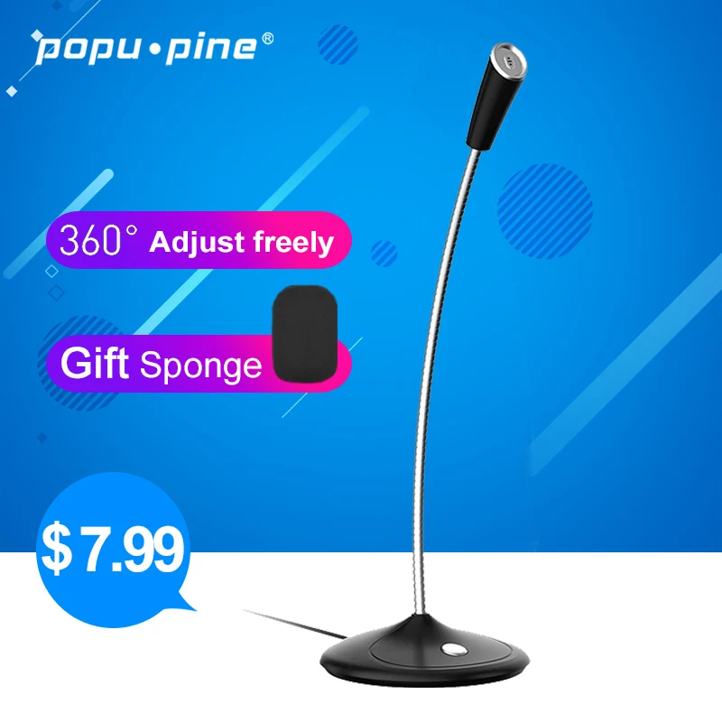 Popu Pine Computer Microphone 360° Adjustable freely Gaming Chatting Studio Speech Microphone USB Microphone PC Laptop Desktop