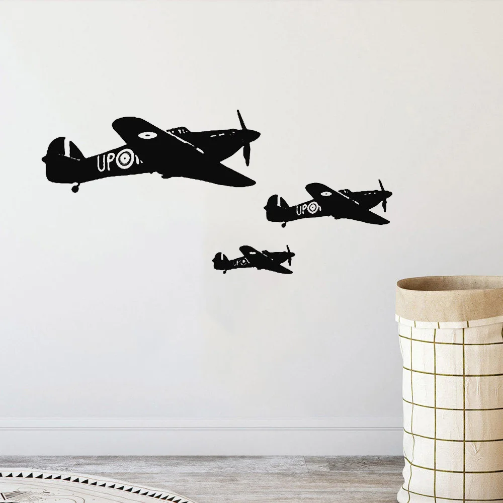 War Plane Military Wall Decal Air Aviation For Boys Bedroom Wall Decoration Airplane Wall Sticker Kids Dedroom Poster