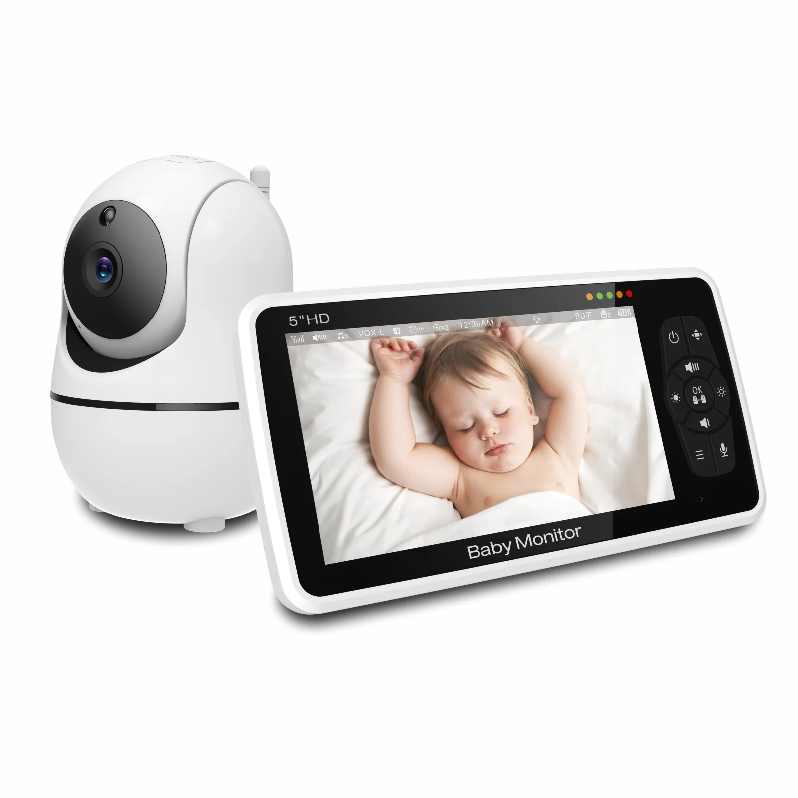 5 inch Wireless PTZ Baby Monitor Two Way Intercom IR Night Vision BabySitter Camera