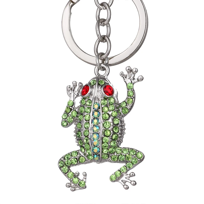 2021 new cute and beautiful rhinestone crystal green frog wallet bag keychain birthday party gift