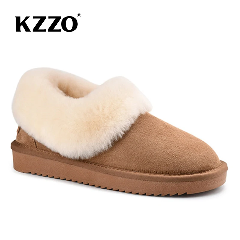 NEW style mini winter shallow snow boots women waterproof sheepskin leather natural wool fur lined ankle warm flat shoes 35-44