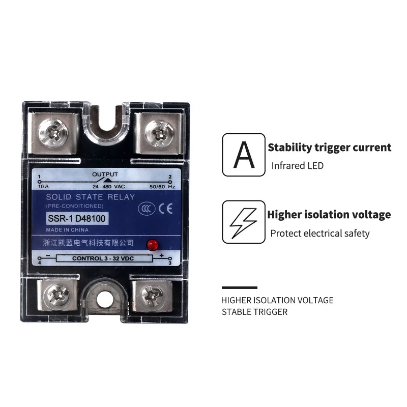 SSR-10AA 25AA 40AA SSR Single Phase AC Control AC Heat Sink 70-280VAC To 24-480VAC 60A 80A 100A AA Solid State Relay