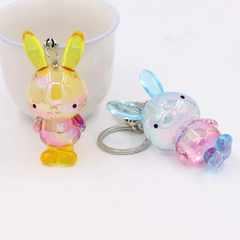 VONNOR New Cartoon Acrylic Rabbit Keychain Lovely Couple Friends Cute Gift Keychain for Women Bag Pendant Car Key Ring