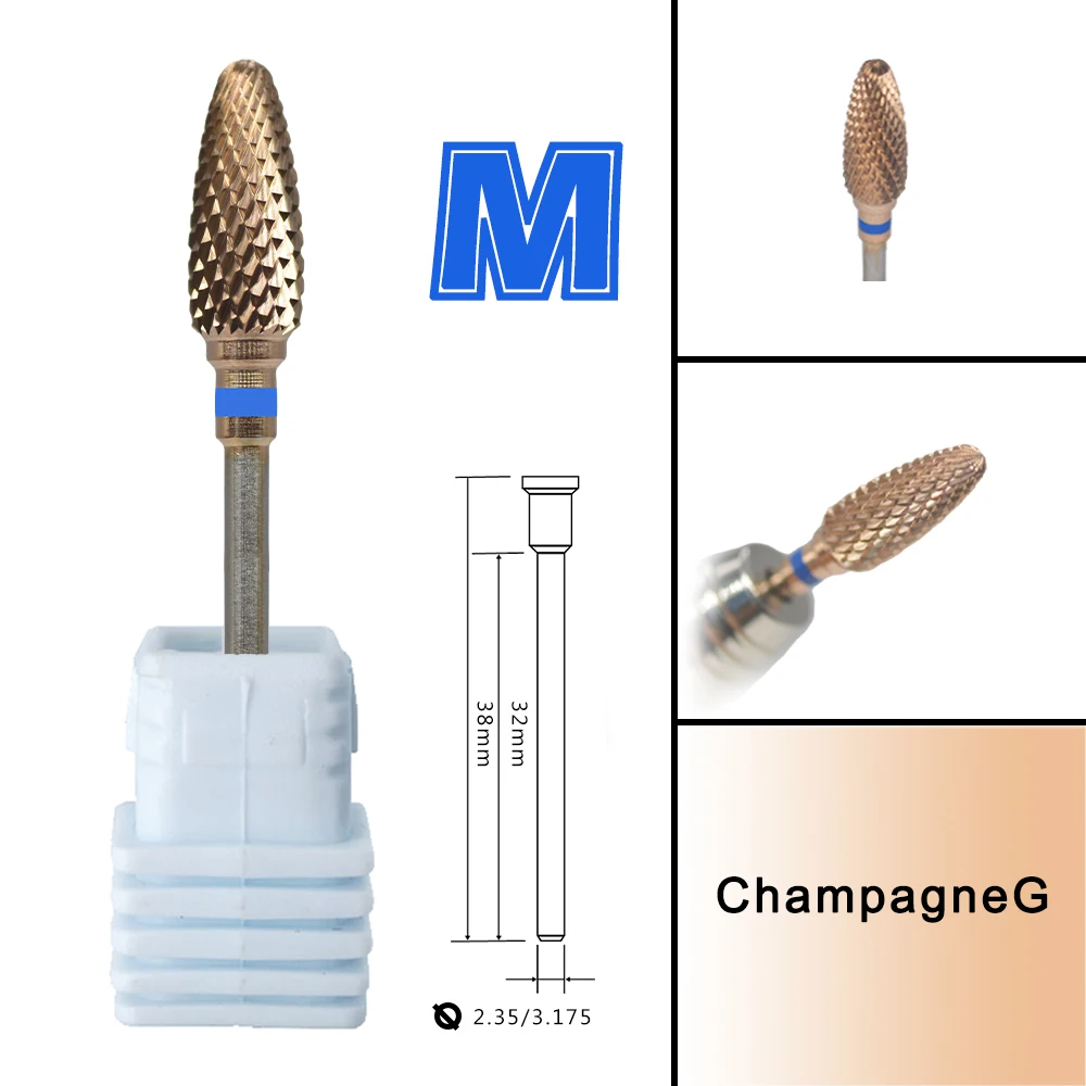 RolinStar Carbide Orange Flame milling cutters removel gel polish varnish Nail Drill Bit best quality C M F