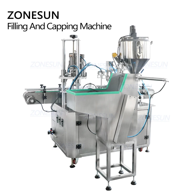 ZONESUN – Machine pneumatique automatique 3 en 1 pour remplissage et bouchage de bouteilles d'eau, avec chargeur de bouchon