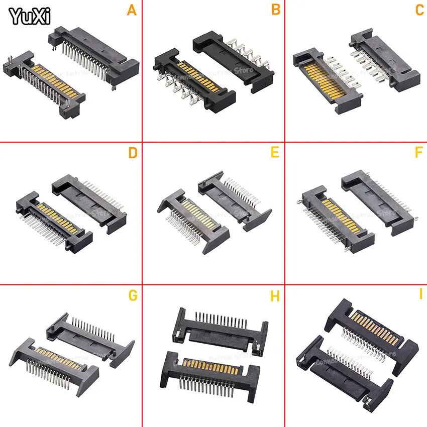 YUXI  SATA15p Interface Socket 180 Degree Straight Needle In-line Plug-in With Plastic Positioning Post SATA Xonnector Interface