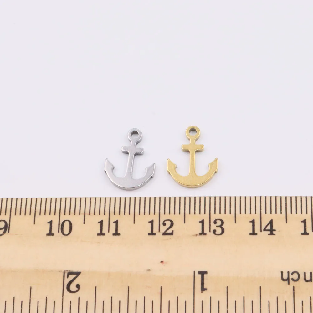 10pcs 14*10mm Wholesale Stainless Steel High Quality Anchor Charms Pendant DIY Necklace Earrings Bracelets Unfading 2 Colors