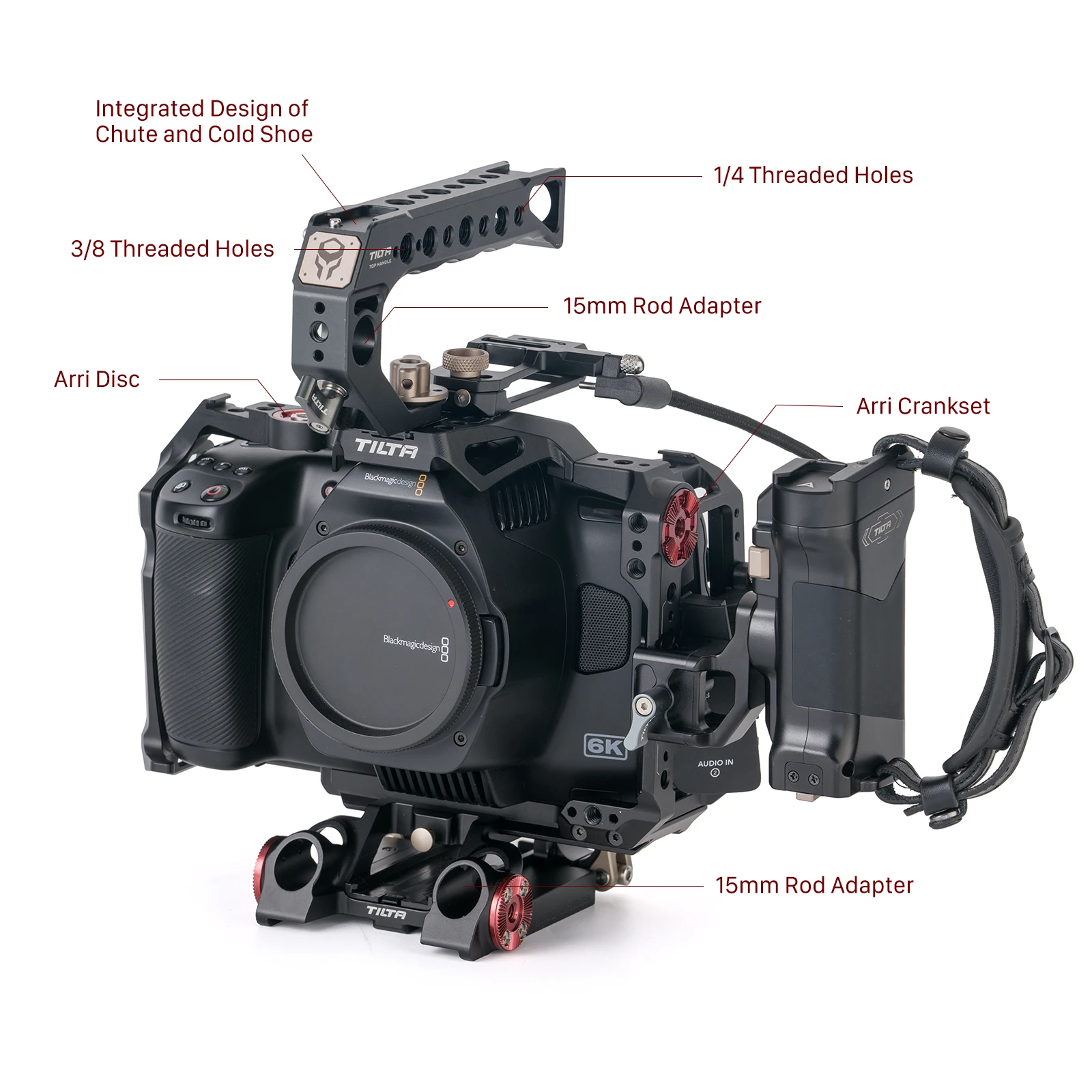 TILTA TA-T11-A BMPCC 6K Pro/G2 Camera Cage for BMPCC 6K Pro Dslr Rig Accessory top Handle R/S cable Baseplate