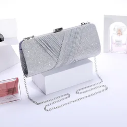 New Women Evening Bag Satin Bridal Diamante Ladies Day Clutch Envelope Handbag Wedding Chain Bag Lady Crossbody Mini Bag 2022