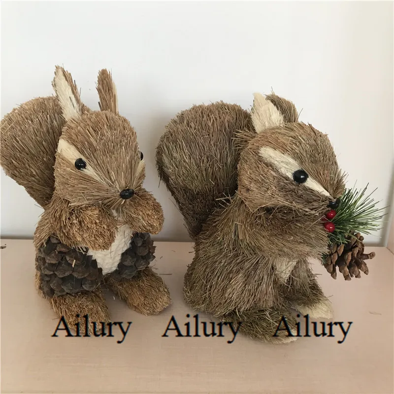 High-20cm,Cute Broad-Tailed Squirrel,Small Forest Animal,Christmas Pine Cone Decoration,Storefront Wedding \Window Oranment