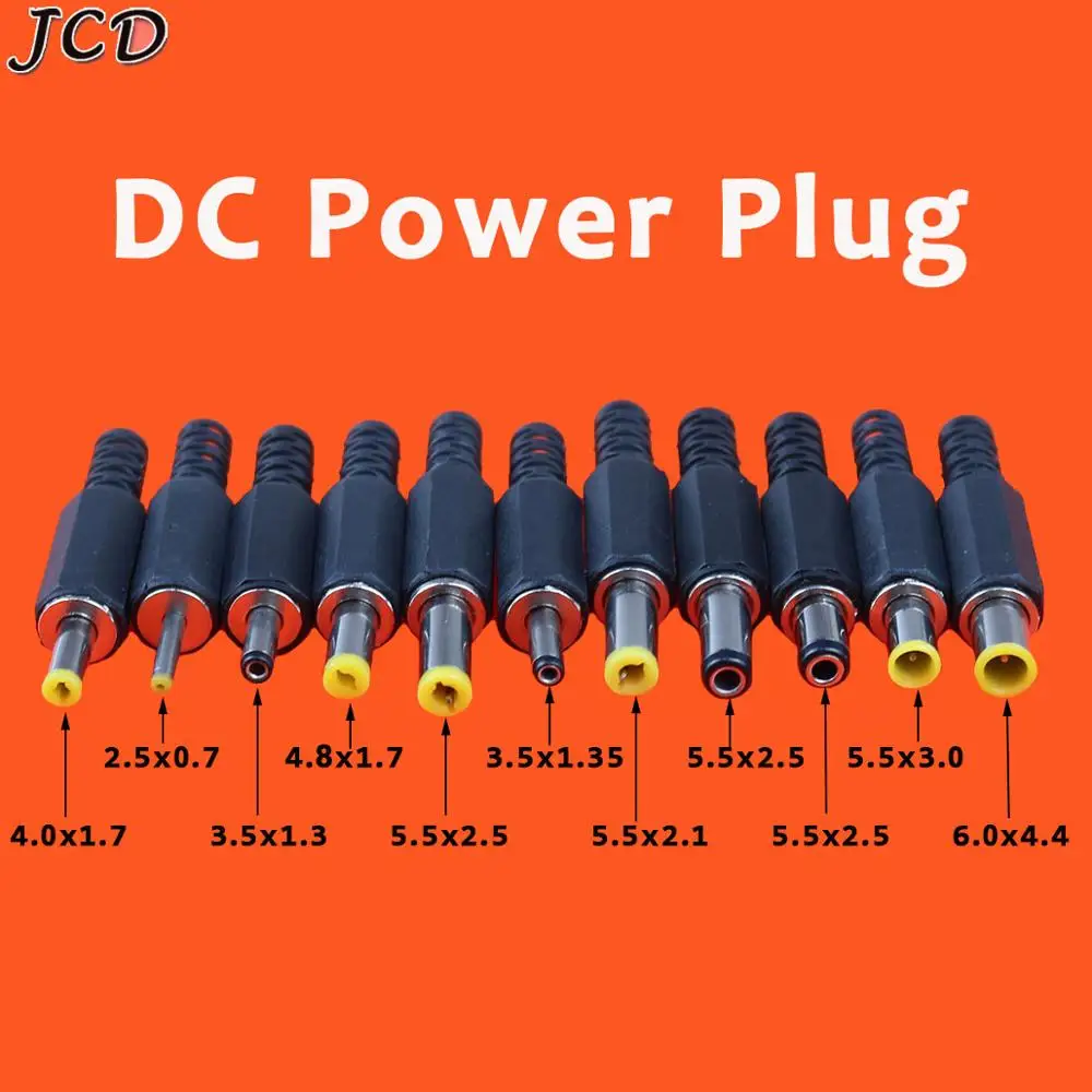 JCD 1pcs 2.5*0.7 3.5*1.3mm 4.0*1.7mm 4.8*1.7mm 5.5*2.1mm  5.5*3.0mm 5.5mm X 2.5mm Male Jack DC Power Plug Socket Adapter DC Jack