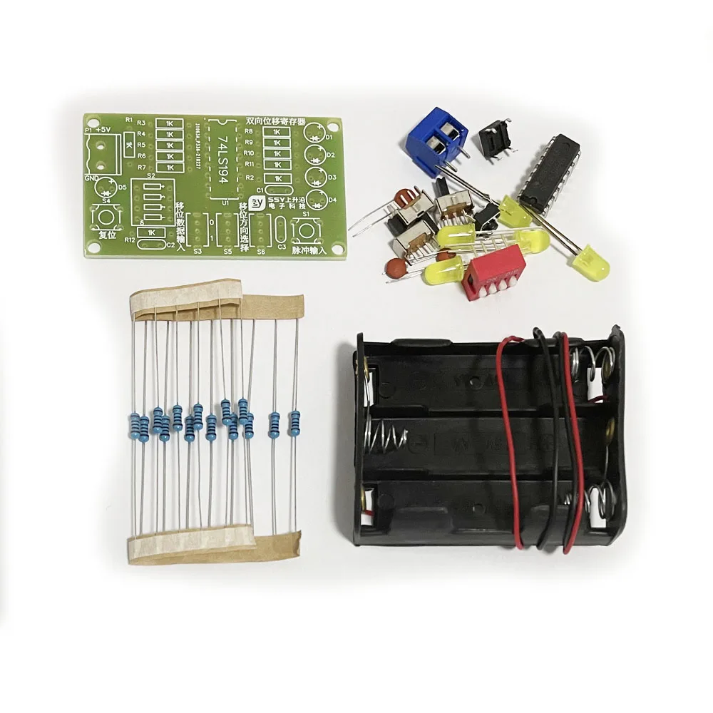 Kit electrónico de bricolaje, kit de registro de cambios bidireccional, 74LS194, proyecto de entrenamiento de habilidades de electricista