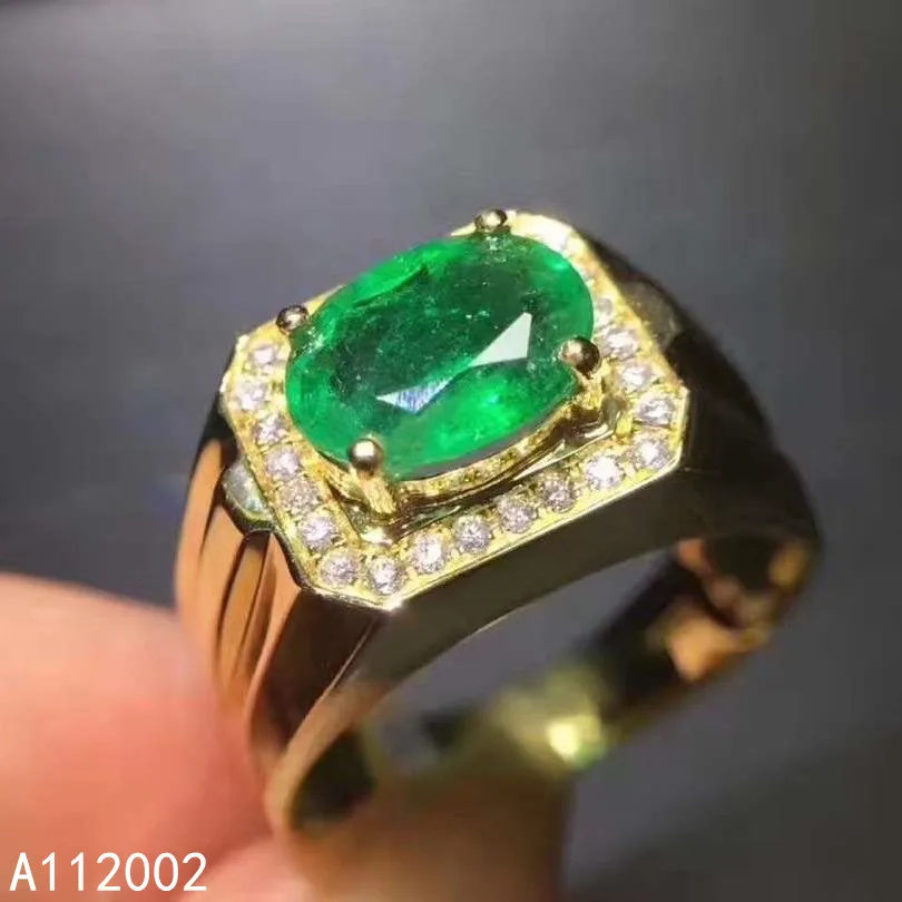 

KJJEAXCMY fine jewelry natural Emerald 925 sterling silver new adjustable gemstone men ring support test beautiful fashion