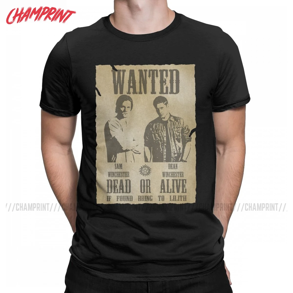 Supernatural Wanted Dead Or Alive T-Shirt Men Winchester Funny Cotton Tees O Neck Short Sleeve T Shirts Gift Idea Clothes