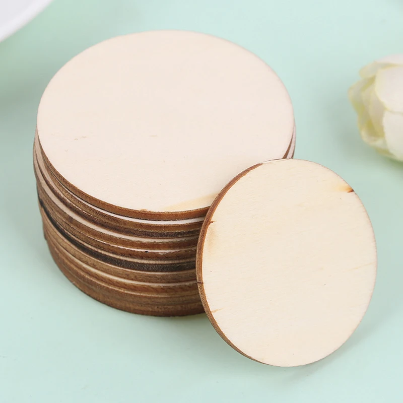 Natural Pine Round Unfinished Wood Slices DIY Accessory Wood Crafts Wedding Birthday Xmas Ornament Decor