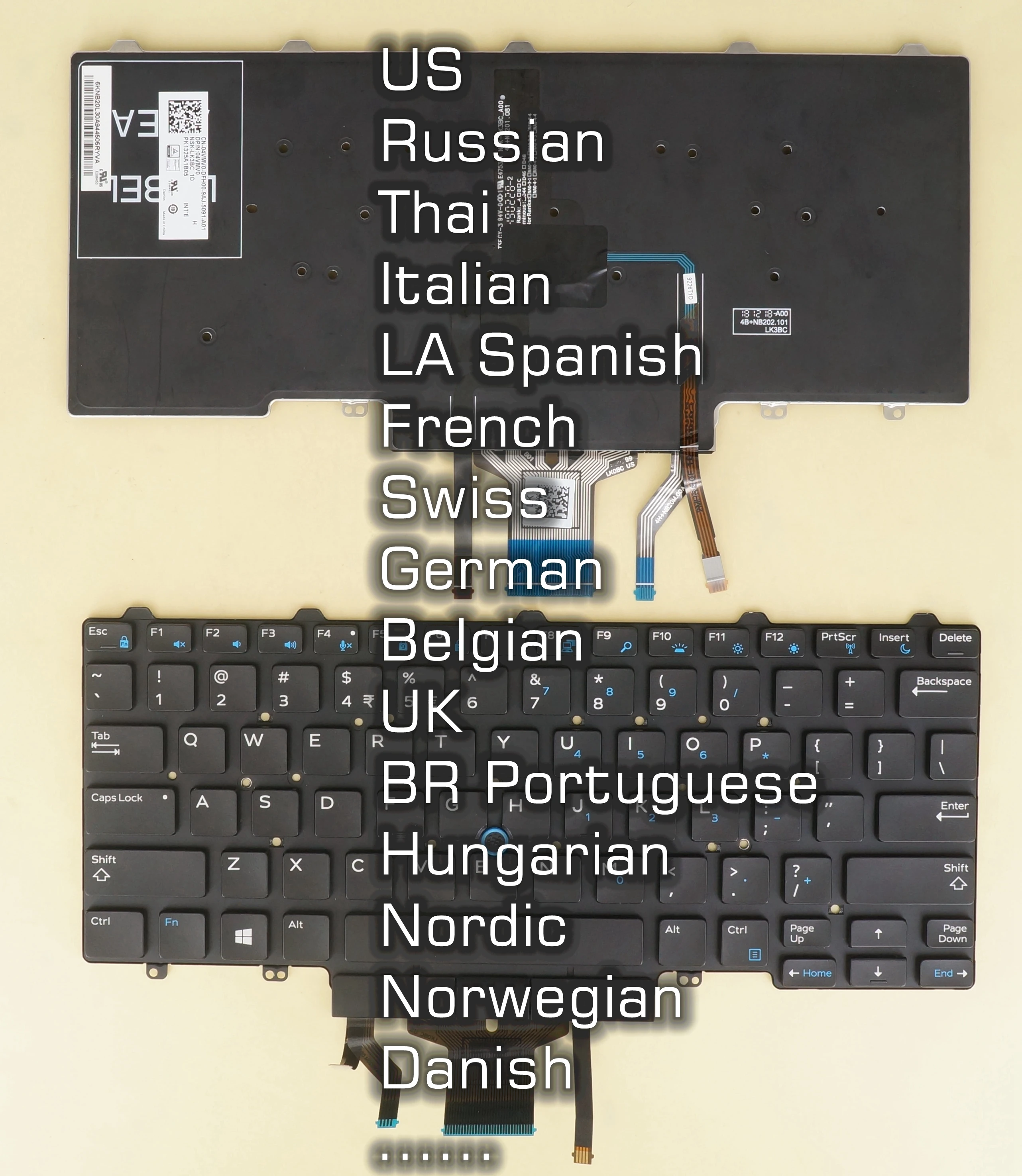 Uk belga br português húngaro nórdico norueguês teclado para dell latitude e7450 e7470 7480 7490 5491 5495 retroiluminado