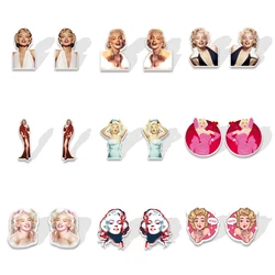 2021 Vintage Acrylic Printing pattern  Marilyn Monroe Resin Epoxy Stud Earrings for Kid Charm Gift charms Earrings