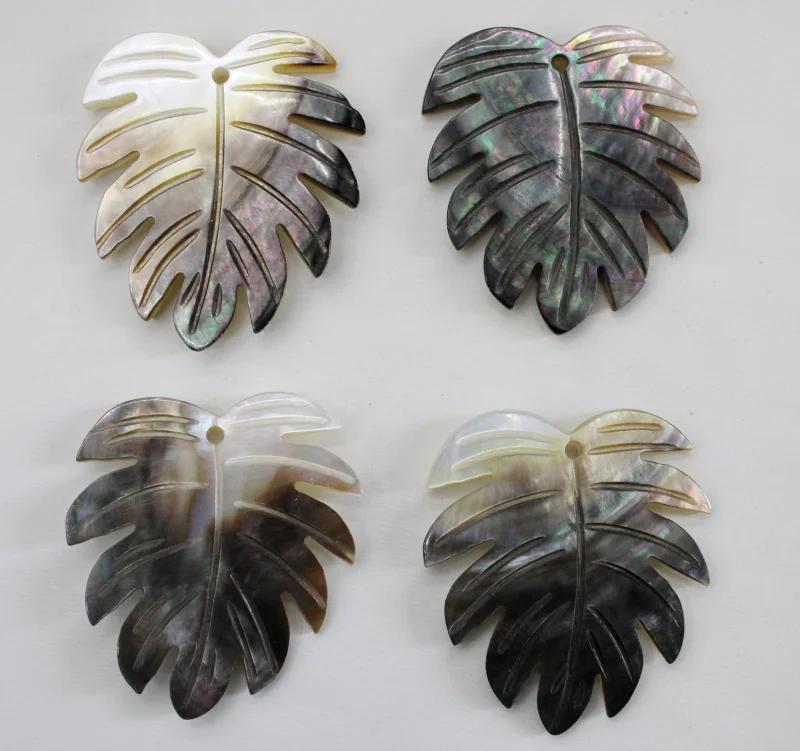 

Fashion Charm Natural Shell Handmade Carved The Leaves Pendant for Diy Jewelry Making Necklace Earrings Accessories Parts 6PCS