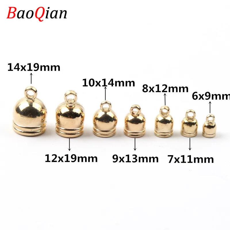 6/7/8/10/12/14MM Gold Color Round Tassel End Cap Beads for DIY Jewelry Making Leather Rope Crimp End Cap Jewelry Fasteners