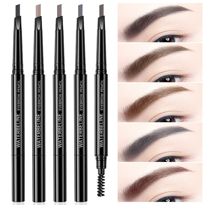 1pc Double Head Eyebrow Pencil Waterproof Ultra Fine Triangle Eye Brow Tint Pen Long Lasting Black Brown Cosmetic Makeup Tools