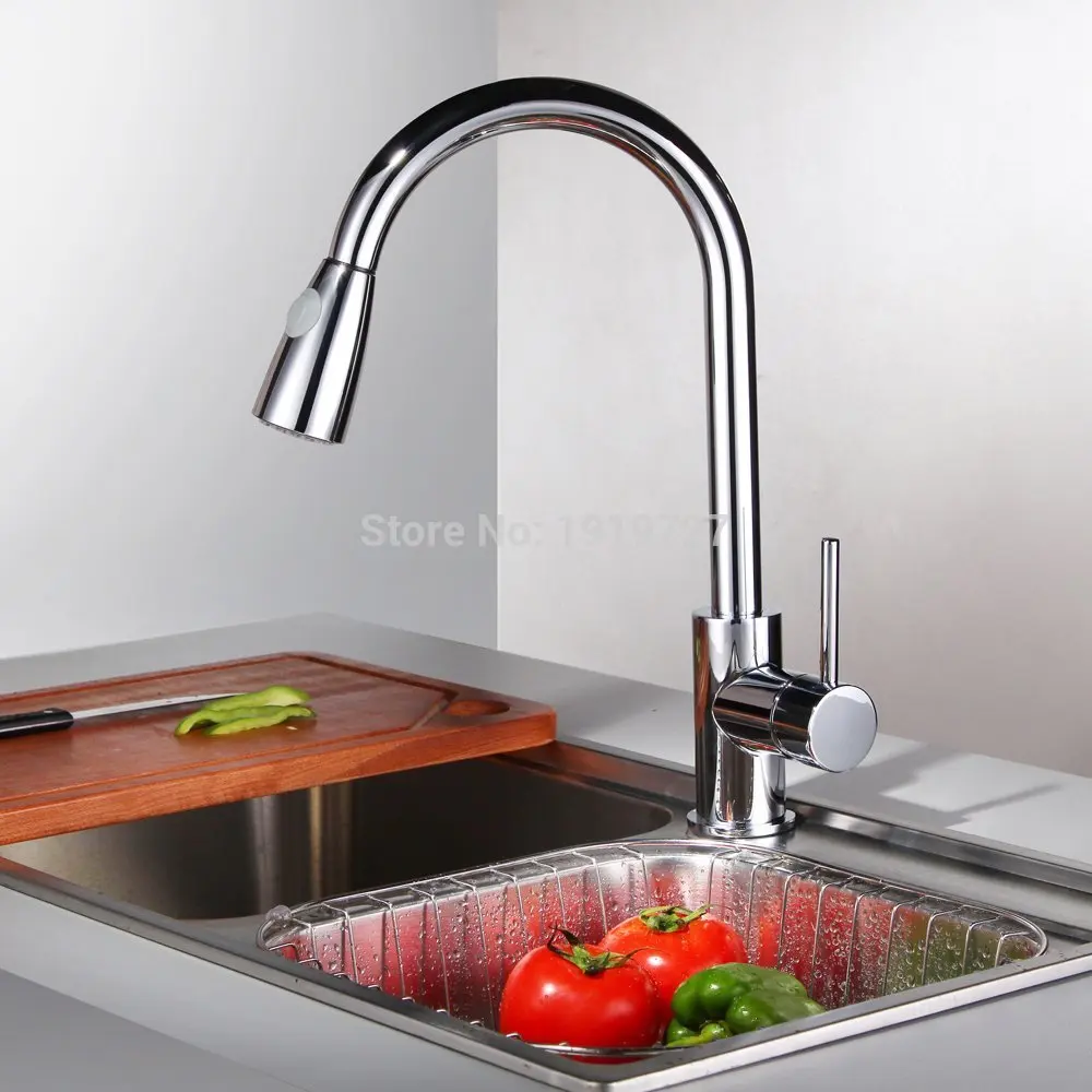 

Vidric Modern Pull Out Kitchen Faucet Single Handle with Pull Down Sprayer Single Lever Mixer Tap for Bar Prep Sink Polished Chr