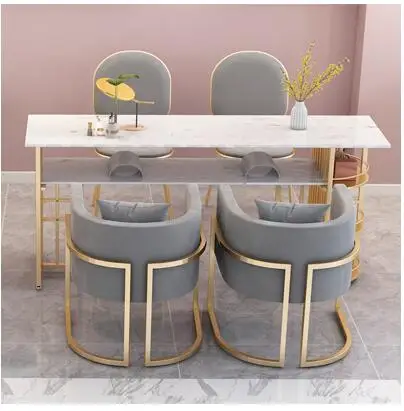 Simple net red nail table marble storage nail table nail table and chair package combination double-layer three-person table