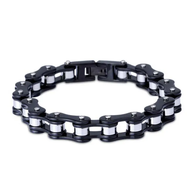 Motorcycle Bicycle Bike Chain Link Bracelets for Men, Black