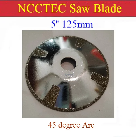 

5'' inches NCCTEC Curved Diamond Electroplated DRY saw Blade | 125mm 45 degree Arc bowl cutting disc with protective teeth