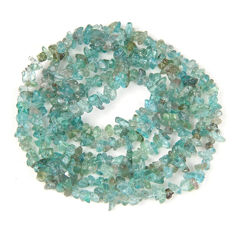 Quality Natural Genuine Raw Mineral Blue Transparent Apatite Fluorapatite Chip Nugget Beads Free Form Loose Rough Beads 3-5MM