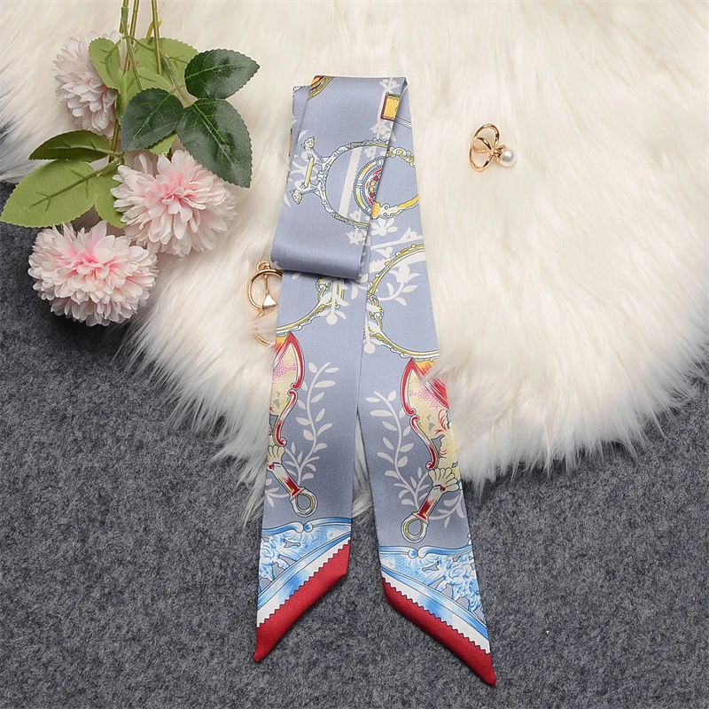 New Silk Scarf For Women Multi-function Tie Bag Handle Ribbon Headband Wristband Girl Headscarf Fashion Accessories