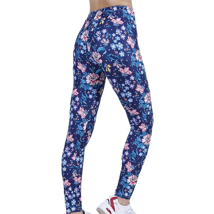 LJCUIYAO-mallas Push Up de cintura alta para mujer, pantalones ajustados y transpirables, con estampado de flores y hojas, ropa de Fitness