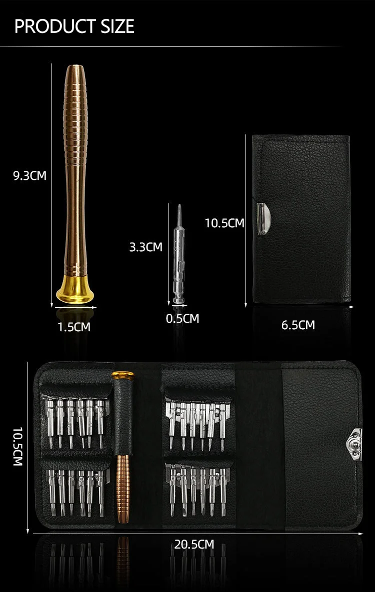 Conjunto 25 em 1 de chave de fenda phillips multifuncional, conjunto de ferramentas de reparo e desmontagem em celular e notebook